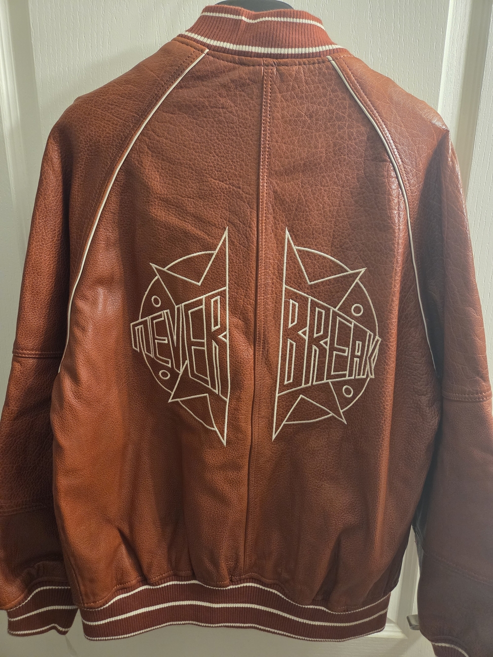 New No Tag Buffalo Leather Men's Rust Leather Bomber Jacket